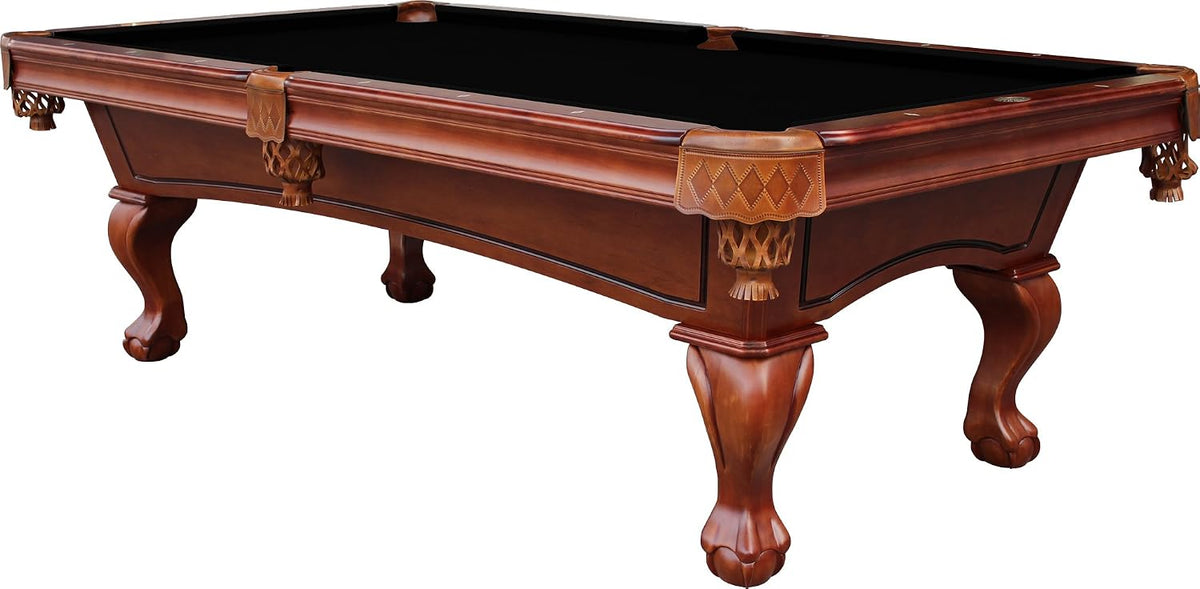 Playcraft Charles River 8' Slate Pool Table w/Leather Drop Pockets - Billiard Table with Solid Hardwood & 3pc Slate System - Perfect for Game Room, Office or Dens - 25 Cloth Colors