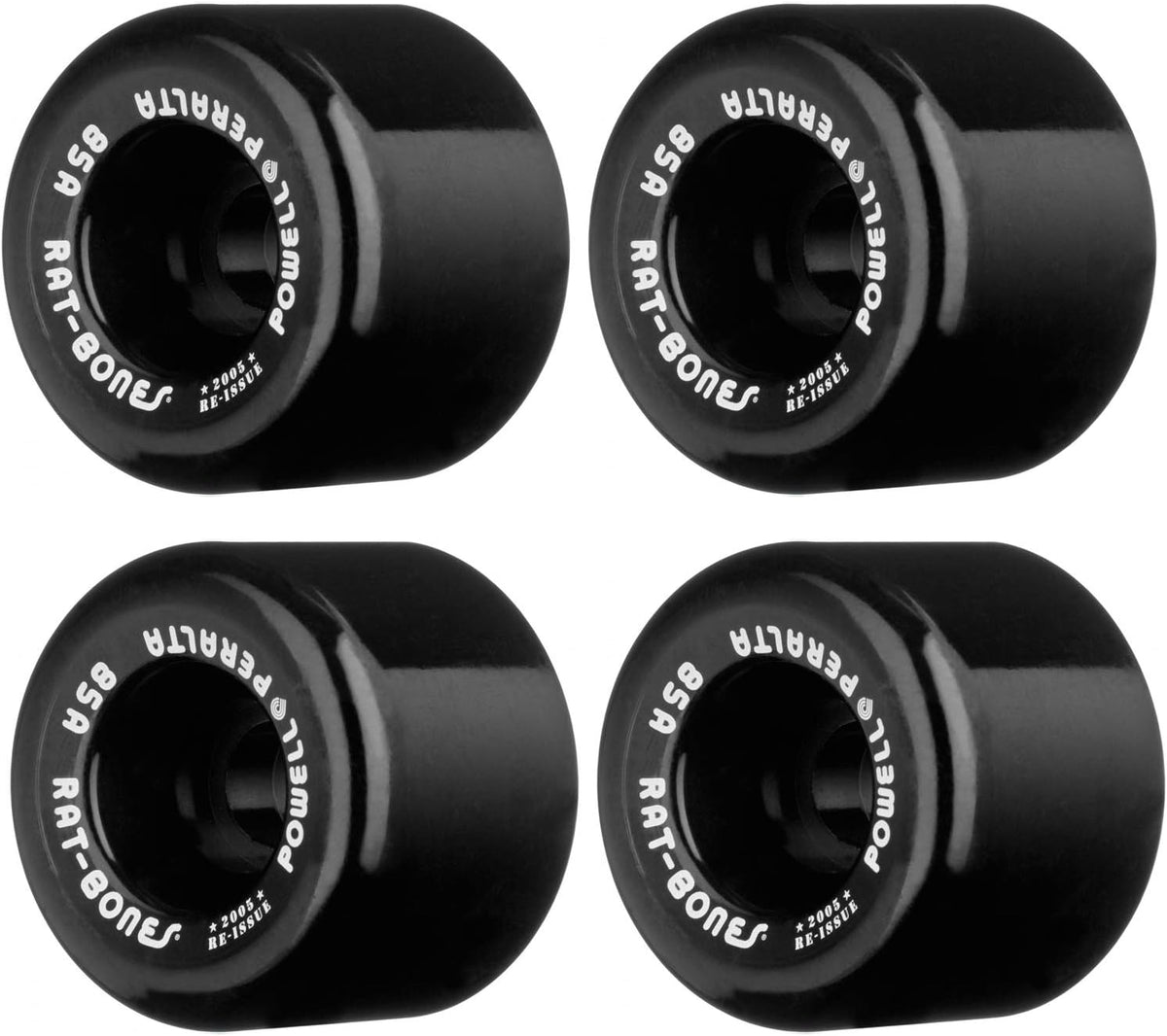 Independent Skateboard Trucks Package Old School Kit with Powell Rat Bones 60mm Black Wheels, Bones Reds Bearings, and Black Rails