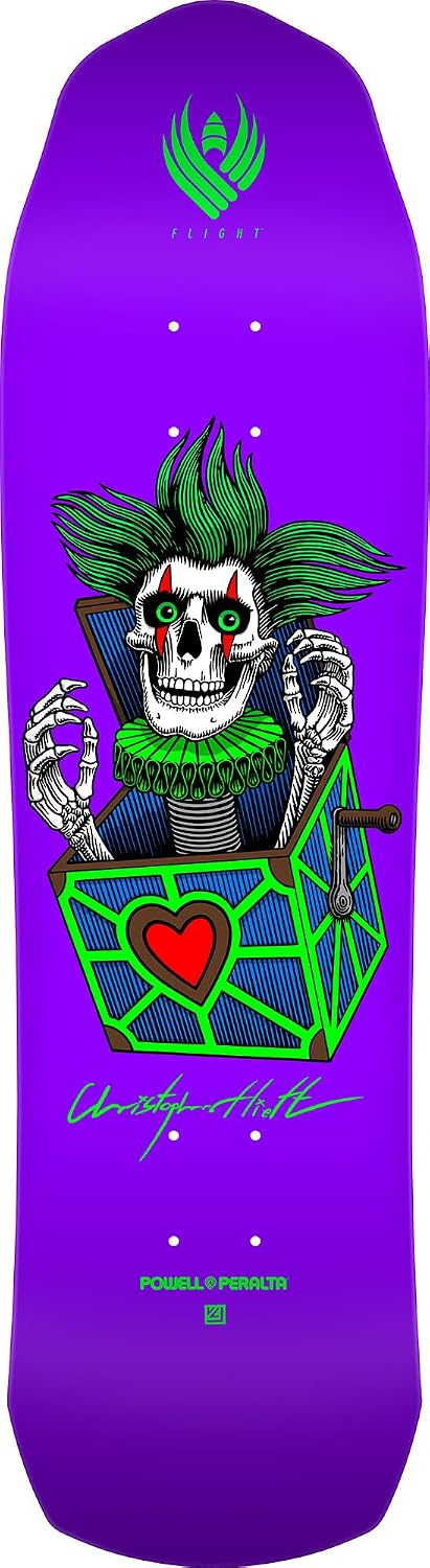 Powell Peralta Chris Hiett Skull Flight Skateboard Deck, Purple, 8.5" x 31.20"
