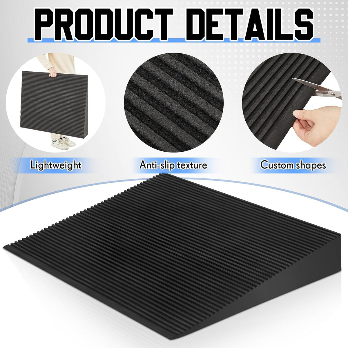 EVA Foam Threshold Ramp for Wheelchair, Black, 36" L X 28" w X 5" h