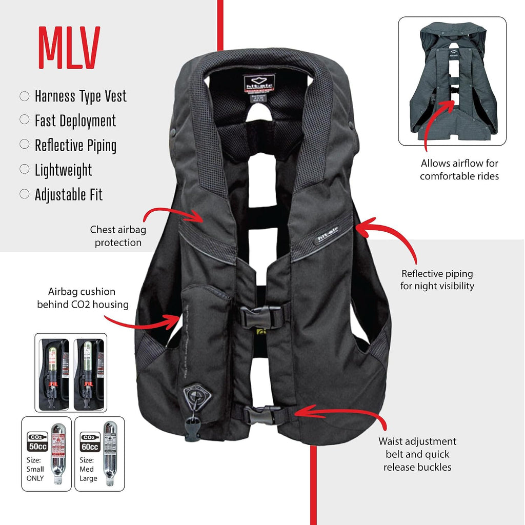 Hit-Air MLV Motorcycle Airbag Vest, Automatic CO2 Deployment