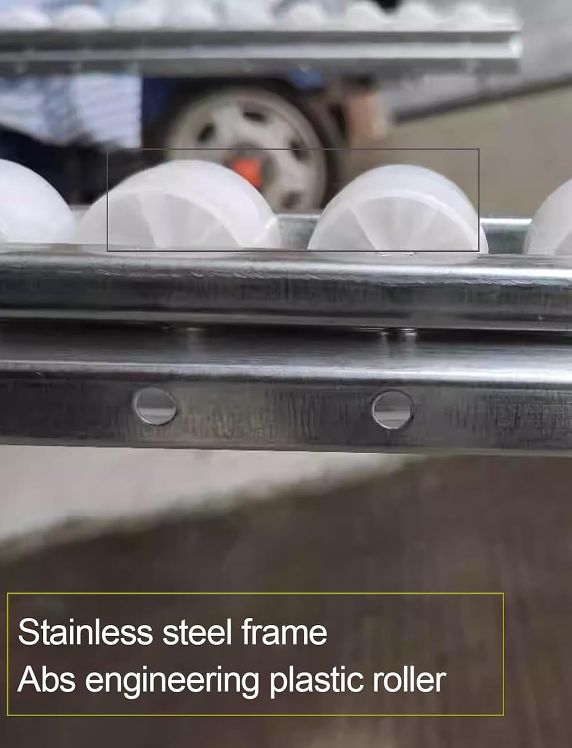 Stainless Steel Unloading Pulley with ABS Plastic Skate Wheels, 20x79in Portable Roller Conveyor Table for Warehouse, Efficient Flow Rack Rail Slides