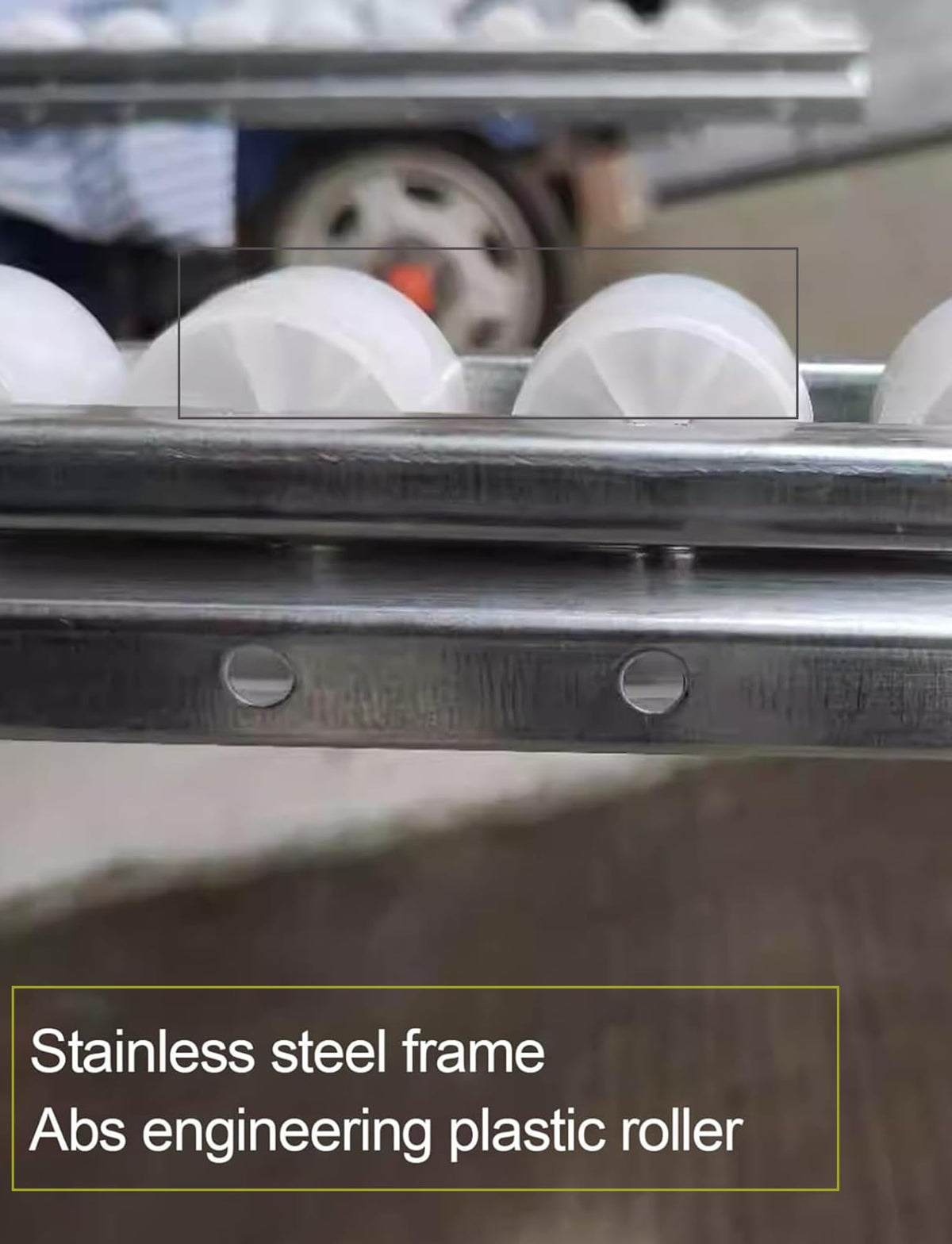 Stainless Steel Frame Unloading Pulley, ABS Plastic Skate Wheels Flow Rack Unpowered Conveyor Rail Slides,Portable Roller Conveyor Belt Table for Warehouse(50x500cm/20x197in)