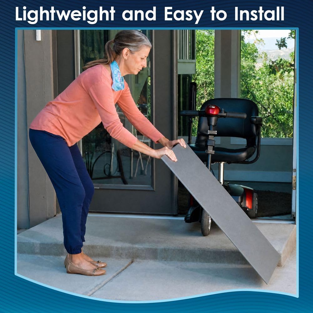 5" Doorway Threshold Wheelchair Ramp, 800 lb Cap, Solid Foam, Silver Spring