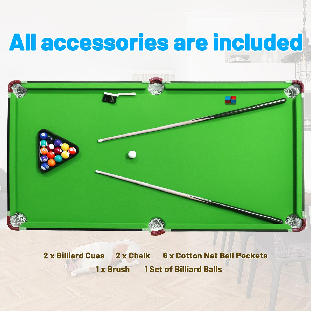Seydrey 54" Folding Pool Table, Portable Space-Saving Billiard Game Table for Game Room & Office