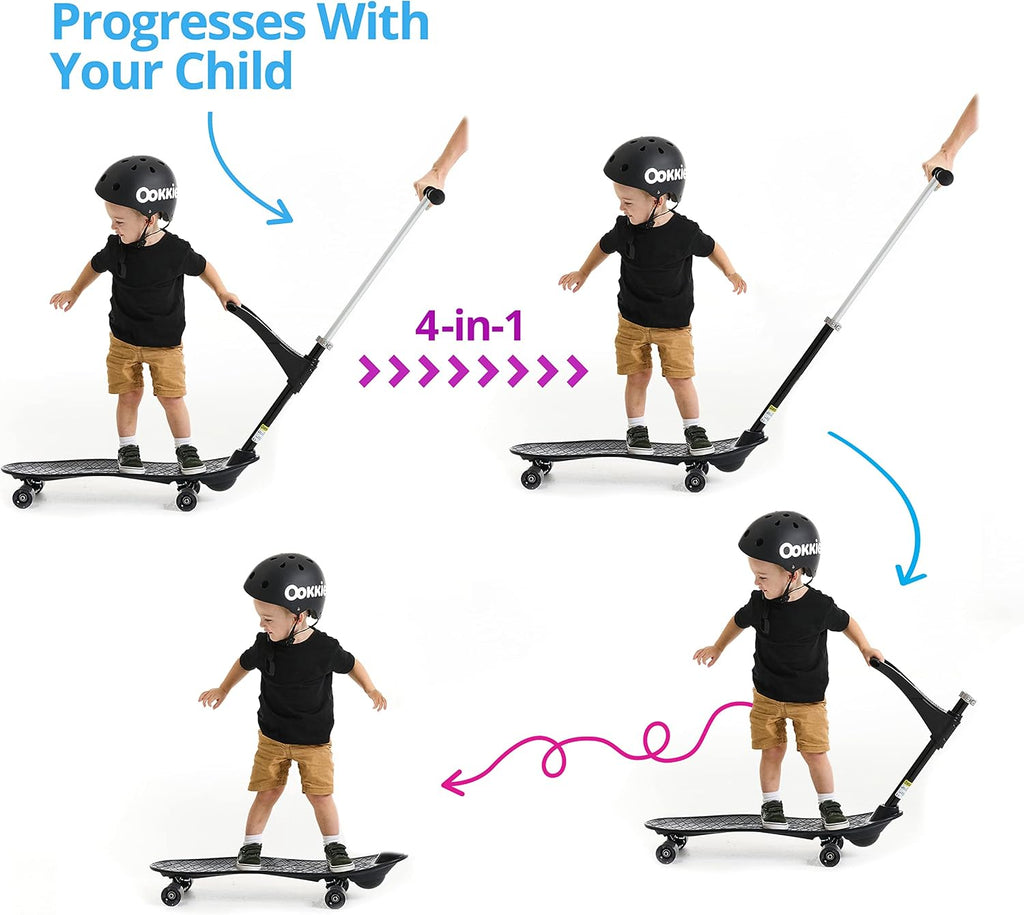 Ookkie Kids Learner Skateboard, Helps Develop Balance & Self Confidence, 4-in-1 Skateboard, Easy Setup, Gift Idea