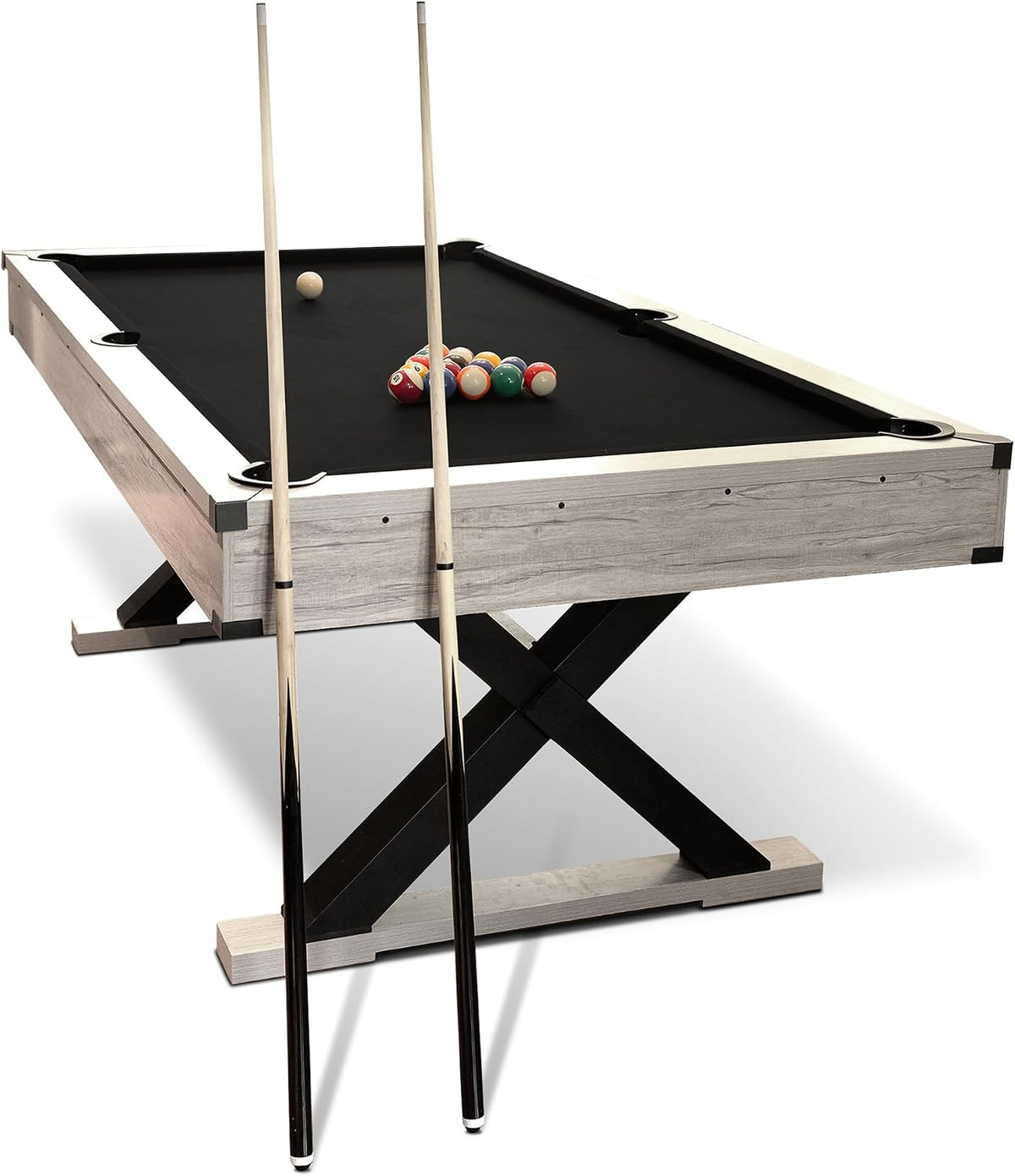 Garvee 7ft Pool Table, Billiard Set with Accessories - x-Leg Industrial