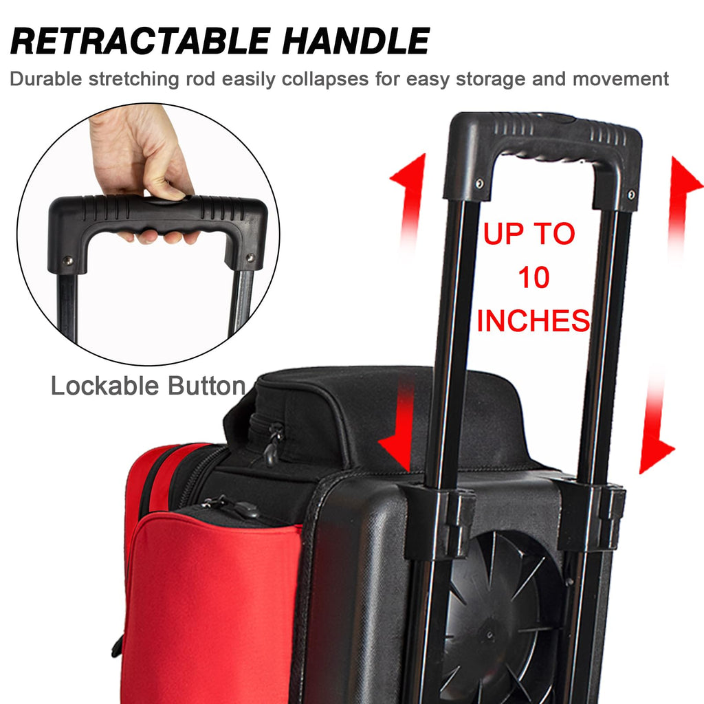 DAFISKY 3 Ball Bowling Bags, Roller Bowling Bag with Retractable Handle
