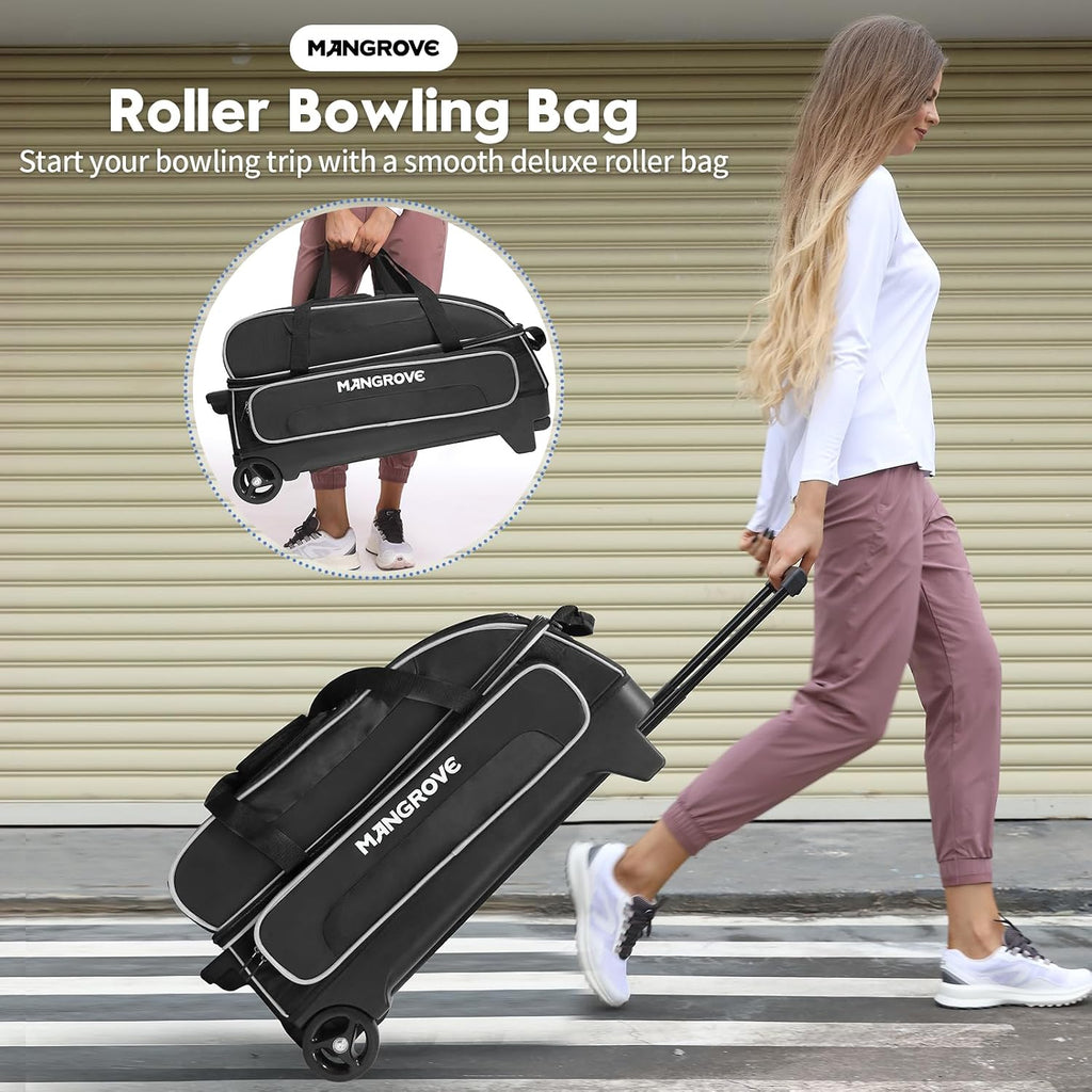 Mangrove 3 Ball Bowling Bag with Wheels/Shoe Compartment/Reinforced Base