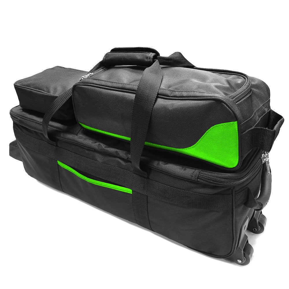 Pyramid Path Triple Tote Roller Plus Bowling Bag with Detachable Shoe Bag (Fits US Mens Size 15), Accessory and Side Pocket, Lightweight Travel Design