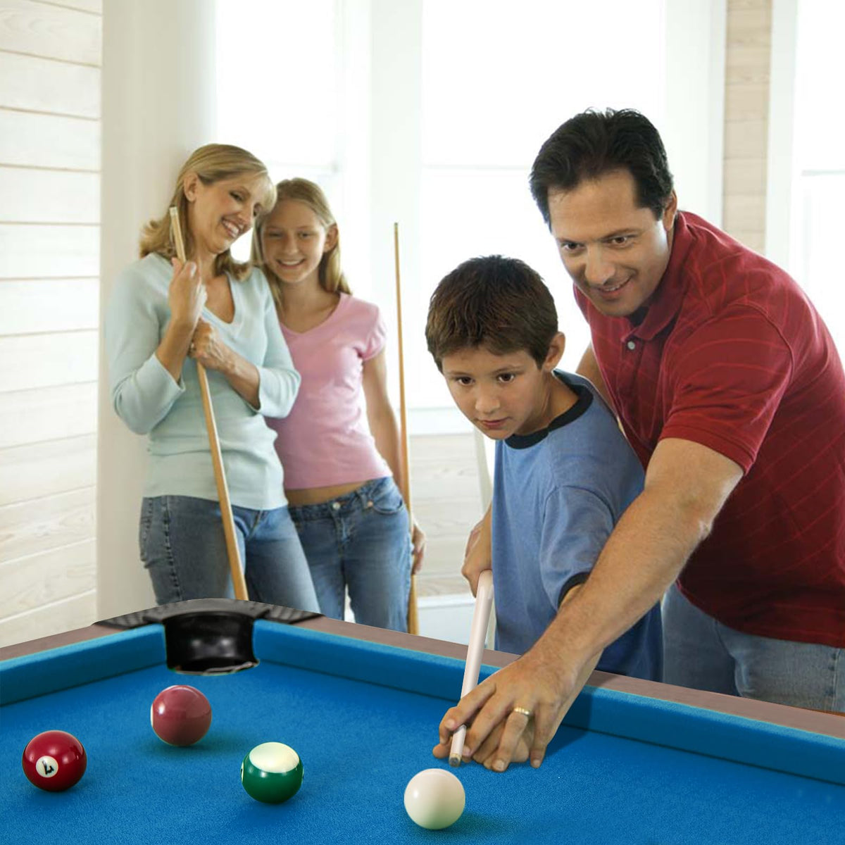 GYMAX Pool Table, 48 Inch Wooden Billiard Tables with 16 Balls, 2 Cue Sticks, 2 Chalks and Brush, Snooker Table Mini Pool Table for Kids, Family, Party