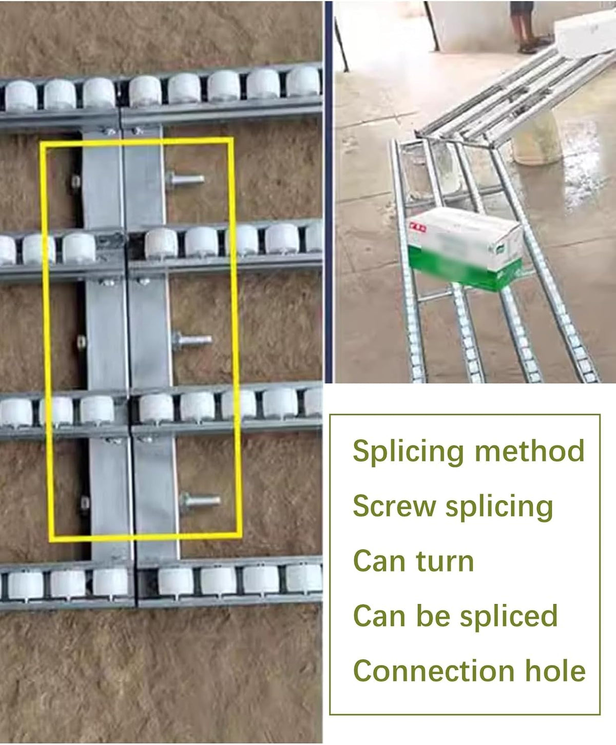 Stainless Steel Unloading Pulley with ABS Plastic Skate Wheels, 20x79in Portable Roller Conveyor Table for Warehouse, Efficient Flow Rack Rail Slides