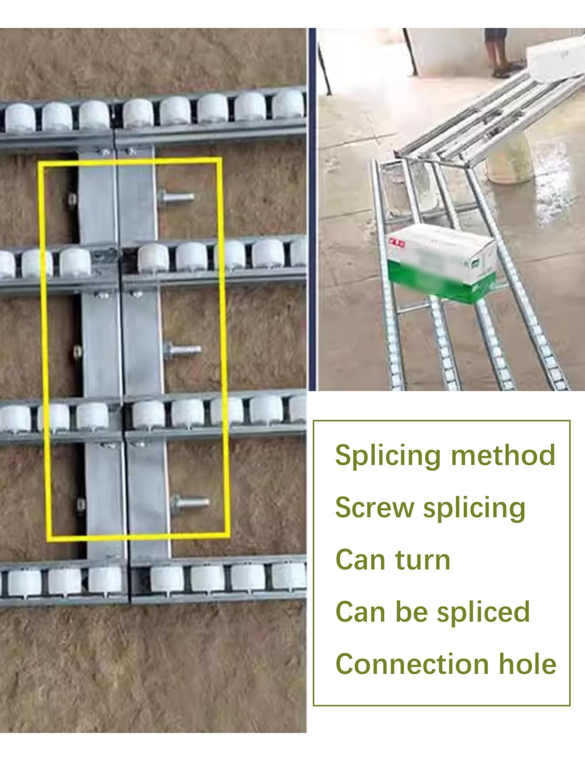 Stainless Steel e Unloading Pulley, ABS Plastic Skate Wheels Flow Rack Unpowered Conveyor Rail Slides,Portable Roller Conveyor Belt Table for Warehouse(50x200cm/20x79in)