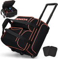 PENGDA 4 Ball Bowling Bag With Wheels, Integrated Single-Chamber 4-Ball System, 900D Reinforced Oxford Bowling Ball Bag, Telescopic Handle Roller Tote Storage Bag for Bowling Accessories and shoes