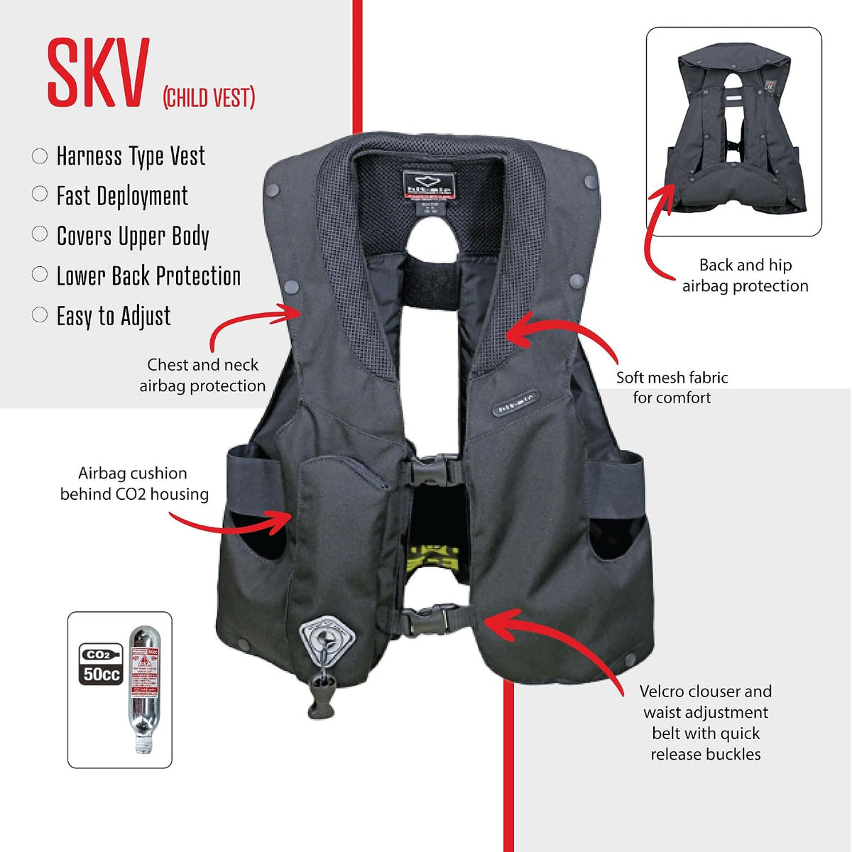 Hit-Air SKV Kids Airbag Vest, Motorcycle & Equestrian Safety