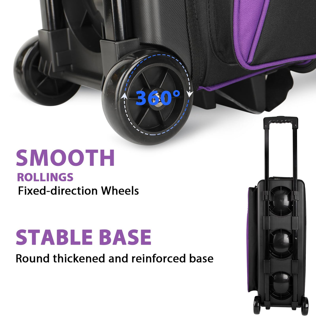 Goloni 3 Ball Bowling Bag with Wheels, Rolling Bowling Roller Bag with Retractable Handle for Balls & Bowling Accessories