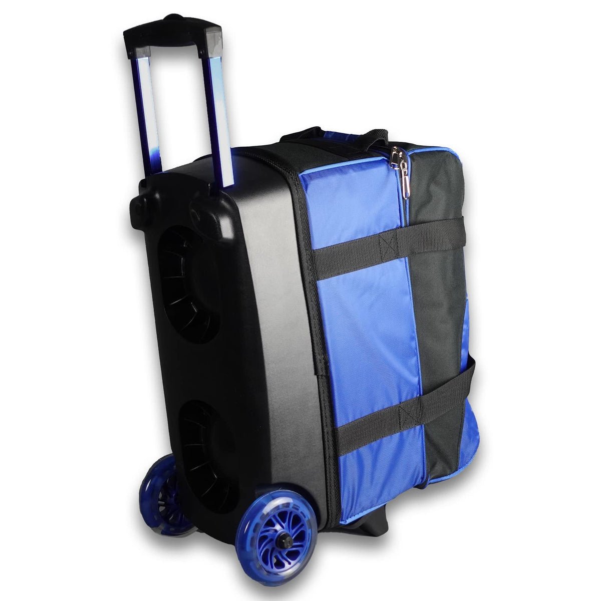 ELITE Deluxe 2 Ball Bowling Bag with 5" Smooth Wheels - Large Accessory Pocket, Shoe Compartment, 36" Extendable Handle