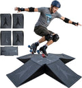 4+1 Mini Skate Ramp Set, Detachable 5-Piece Black PP Modular Ramp Kit with Large Center Plate, 220 lb Capacity, Portable Space-Saving Setup for Skateboard, Scooter, BMX and RC Play