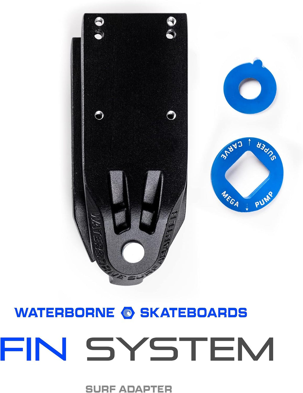Waterborne Skateboards Surf and Rail Adapter FIN System for 3 Surfskate Trucks Modes - Surf Skate Truck Fits Any Board - Longboard Skateboard Accessories, Surf Skateboard Trucks, Surfskate Skateboard