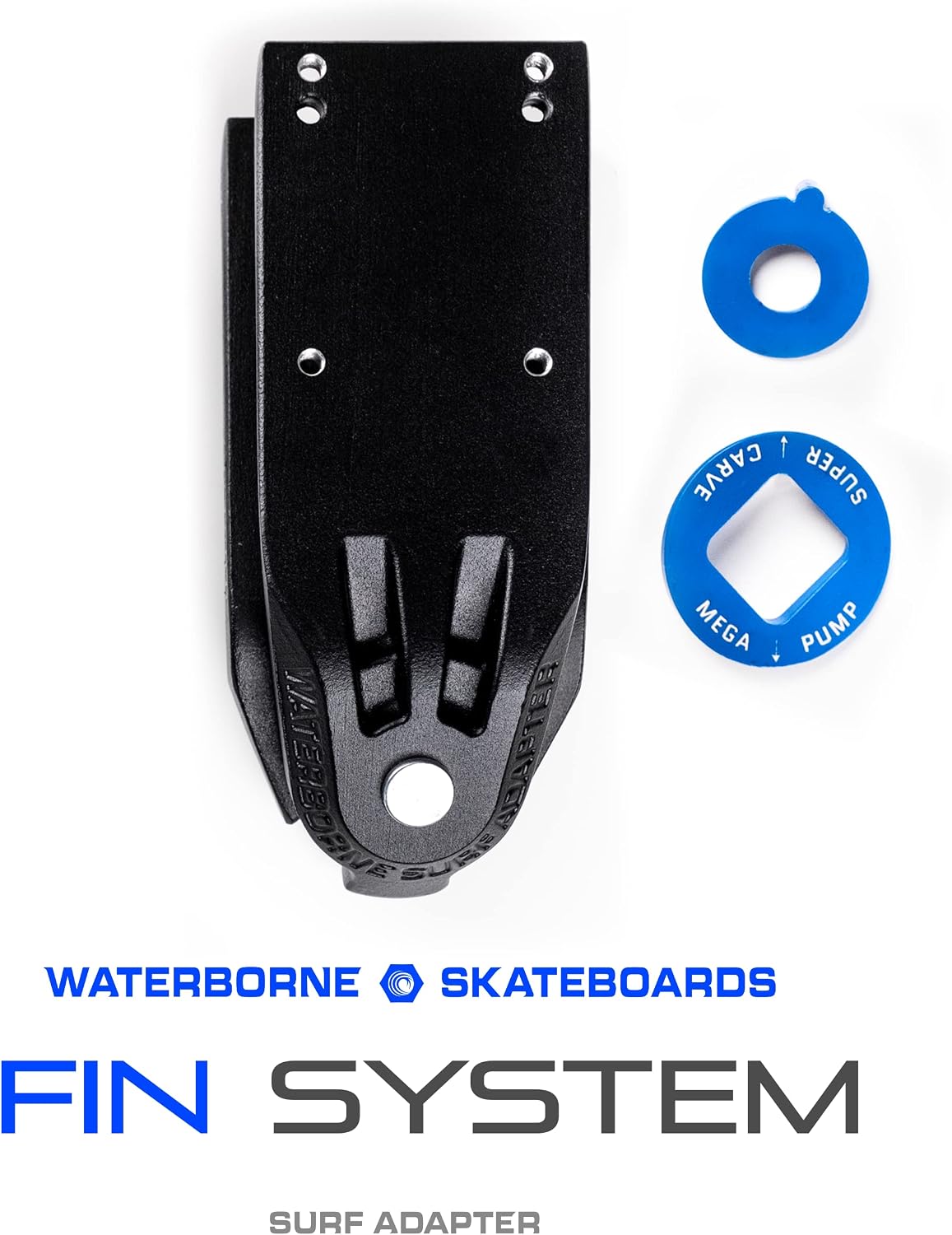 Waterborne Skateboards Surf and Rail Adapter FIN System for 3 Surfskate Trucks Modes - Surf Skate Truck Fits Any Board - Longboard Skateboard Accessories, Surf Skateboard Trucks, Surfskate Skateboard