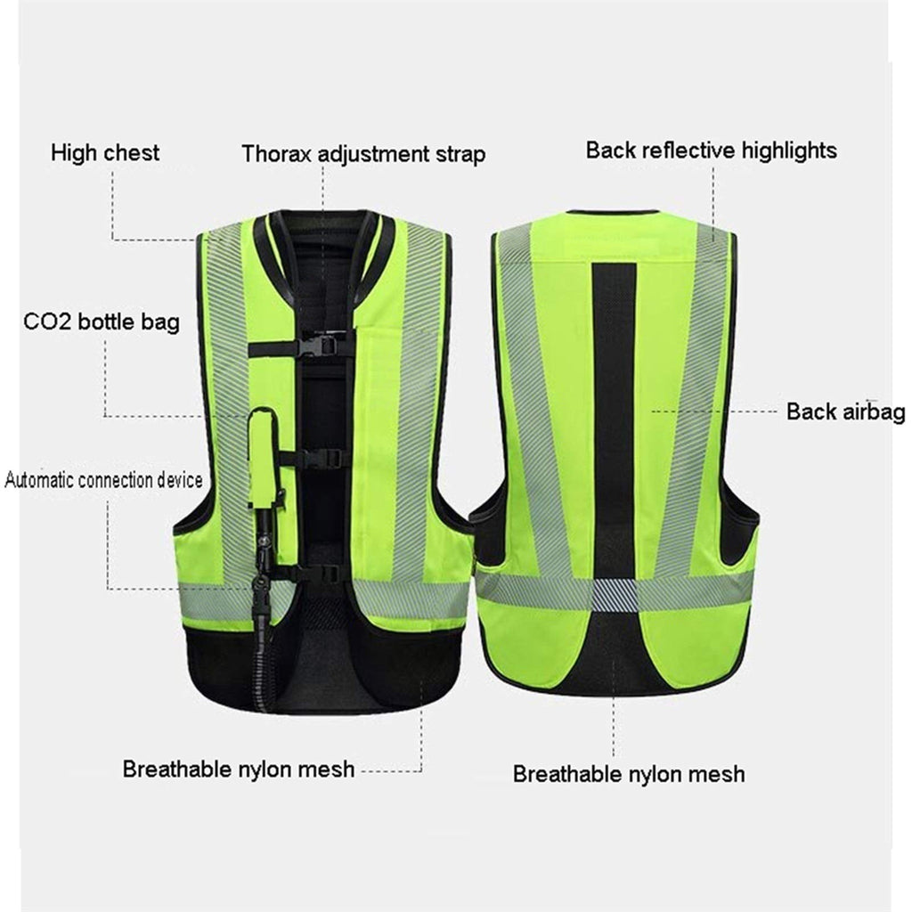 Airbag Vest Cycling Jersey Compressed Gas Fall Protection Suit Mechanical Trigger Multi-directional Airbag Trigger In 0.1 Second Reflective Surface At The Front And Back Suitable For Riding, Riding