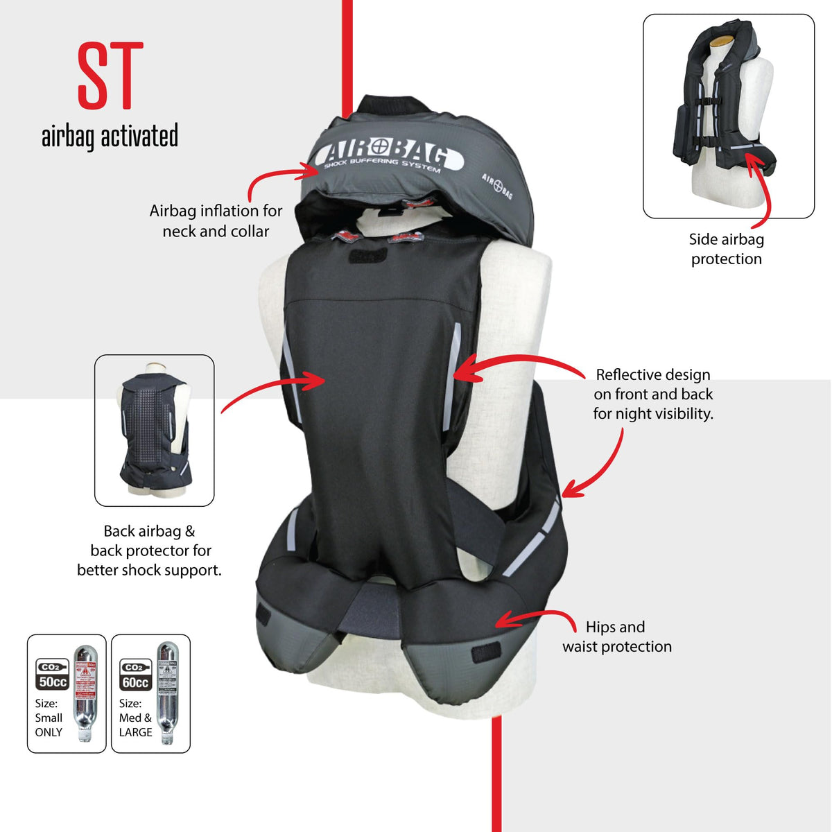 Hit-Air ST Airbag Vest, All-in-One Harness, Motorcycle & Equestrian