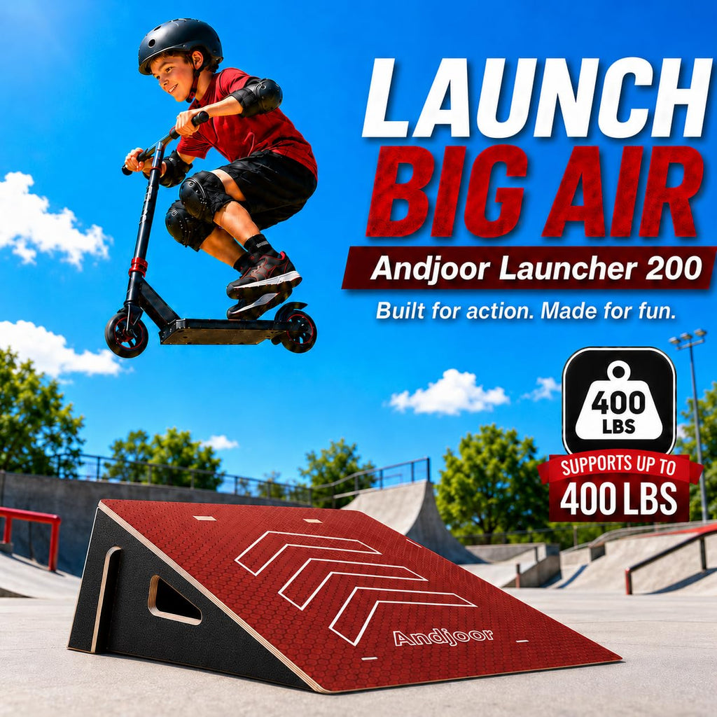 Kids Jumping Ramp for Skateboard, Bike, Scooter, BMX, RC Car and Dirt Bike, 34.37 in, Black
