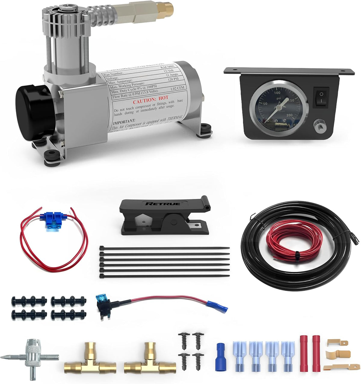 RETRUE Onboard Air Compressor System Universal Air Bag Compressor Kit