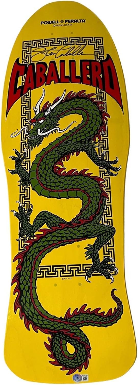 Steve Caballero Signed Powell Peralta Chinese Dragon Skateboard Deck BAS - Autographed Extreme Sports Products