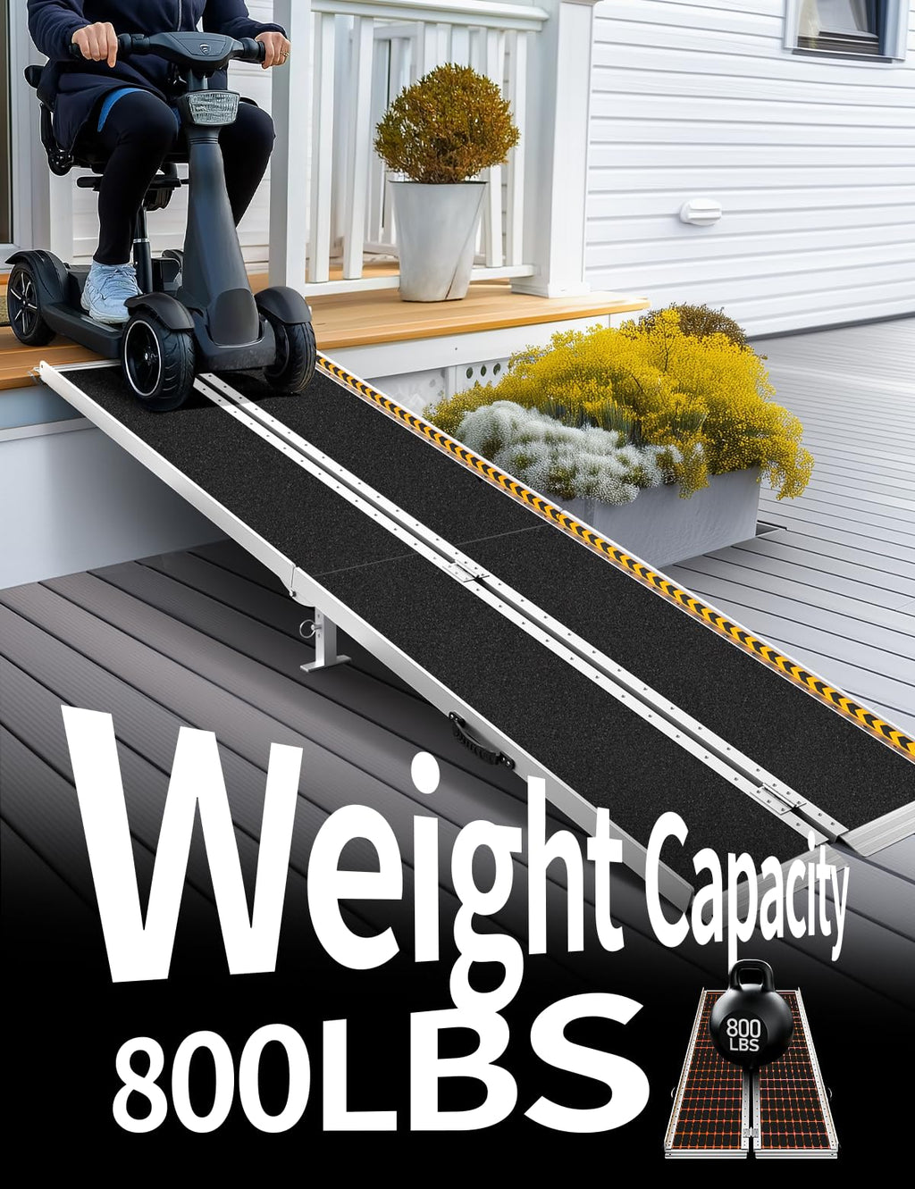 FACHNUO Black Aluminum 3FT Wheelchair Ramp, All-Weather Use, Easy to Clean