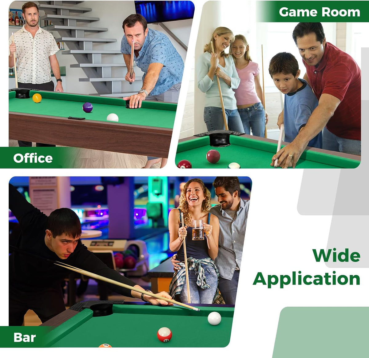 GYMAX Pool Table, 48 Inch Wooden Billiard Tables with 16 Balls, 2 Cue Sticks, 2 Chalks and Brush, Snooker Table Mini Pool Table for Kids, Family, Party