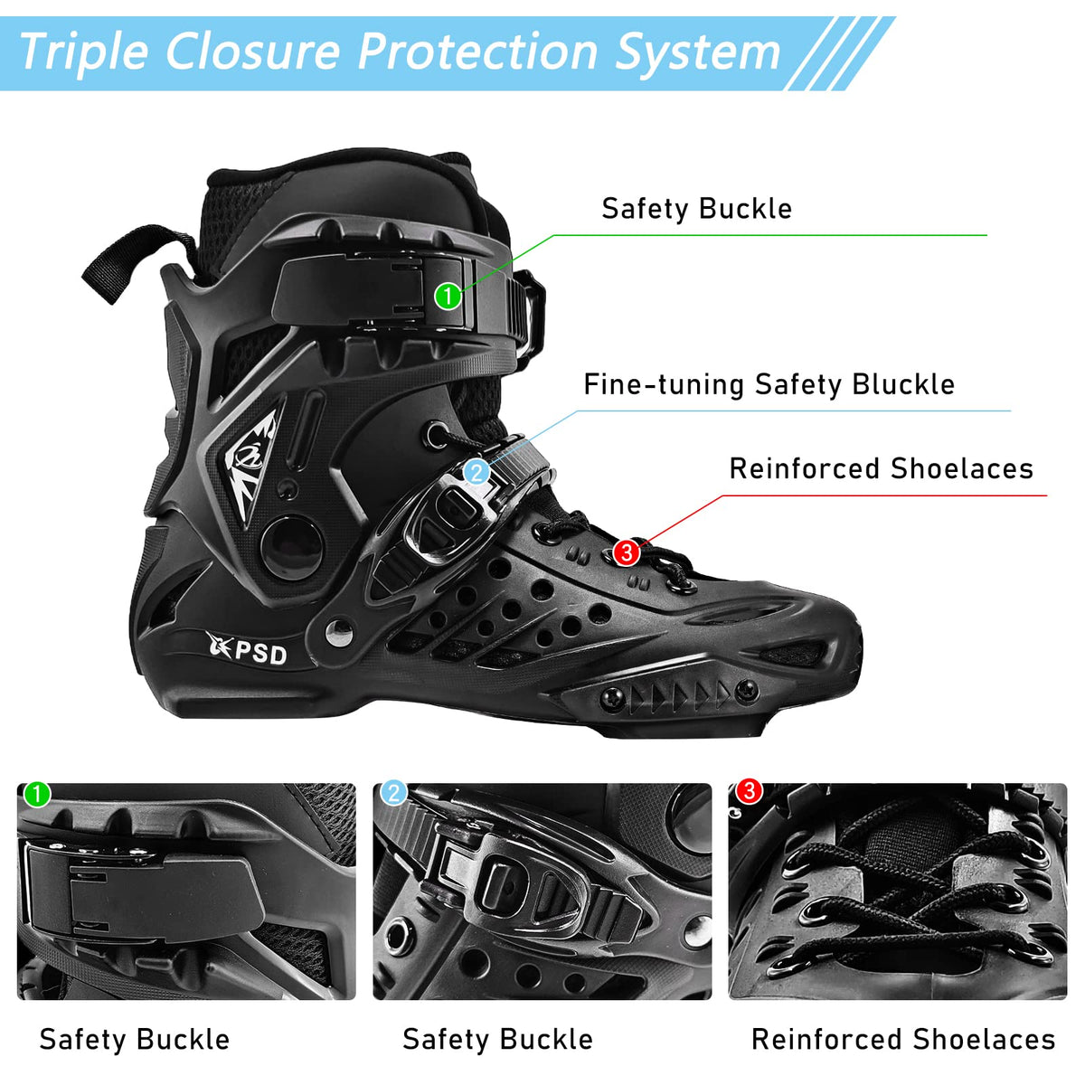 Professional 4X80Mm Wheels Inline Skates,Outdoor Fitness Single Row Skates for Adult Women Men,Removable and Washable Split Inner Boots, Black Adult Male.