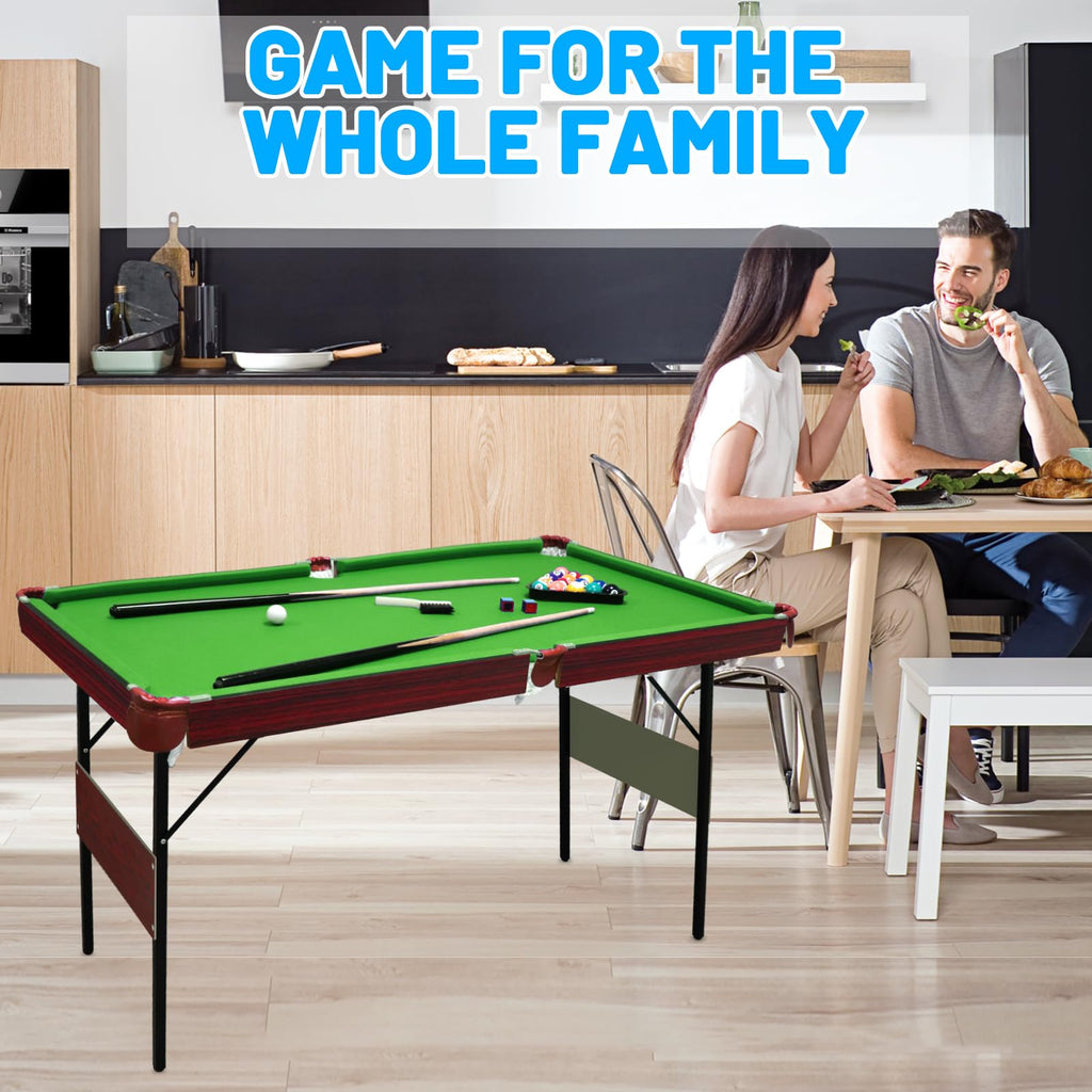 Seydrey 54" Folding Pool Table, Portable Space-Saving Billiard Game Table for Game Room & Office