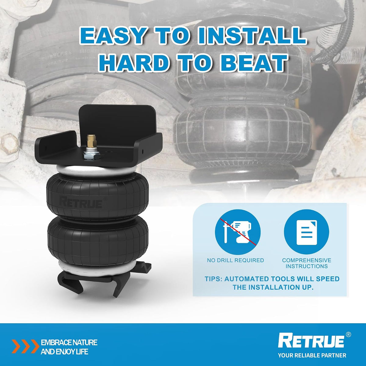 RETRUE Rear Air Bags Suspension Kit Compatible with Silverado Sierra 1500