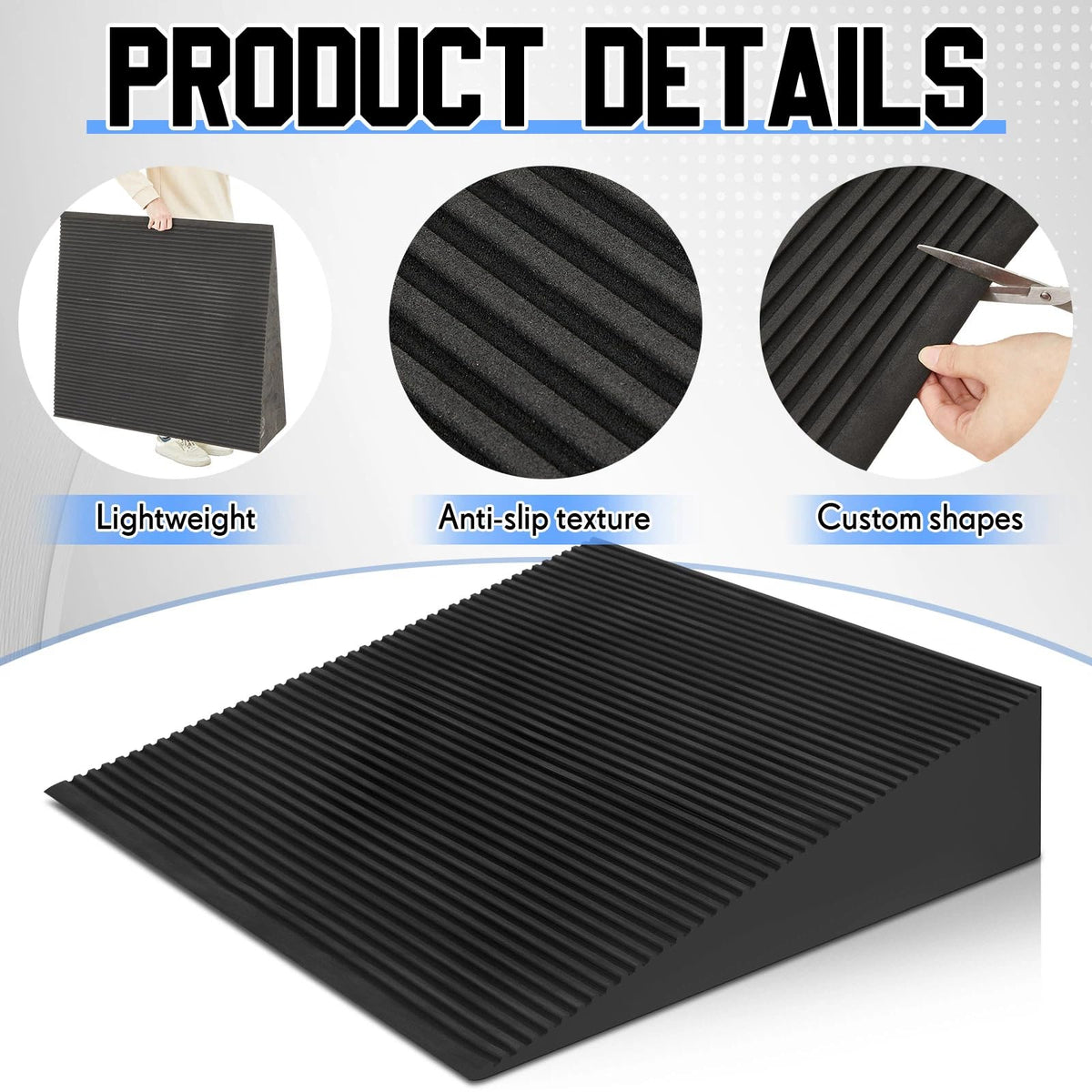 EVA Foam Threshold Ramp for Wheelchair, Black, 36" L X 28" w X 5" h