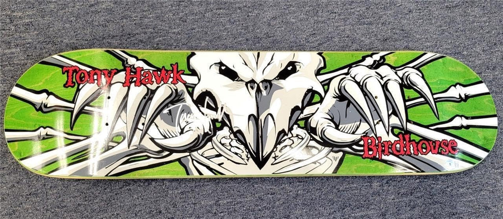 Tony Hawk signed Birdhouse Falcon 3 green skateboard deck autograph Beckett BAS - Autographed Extreme Sports Products