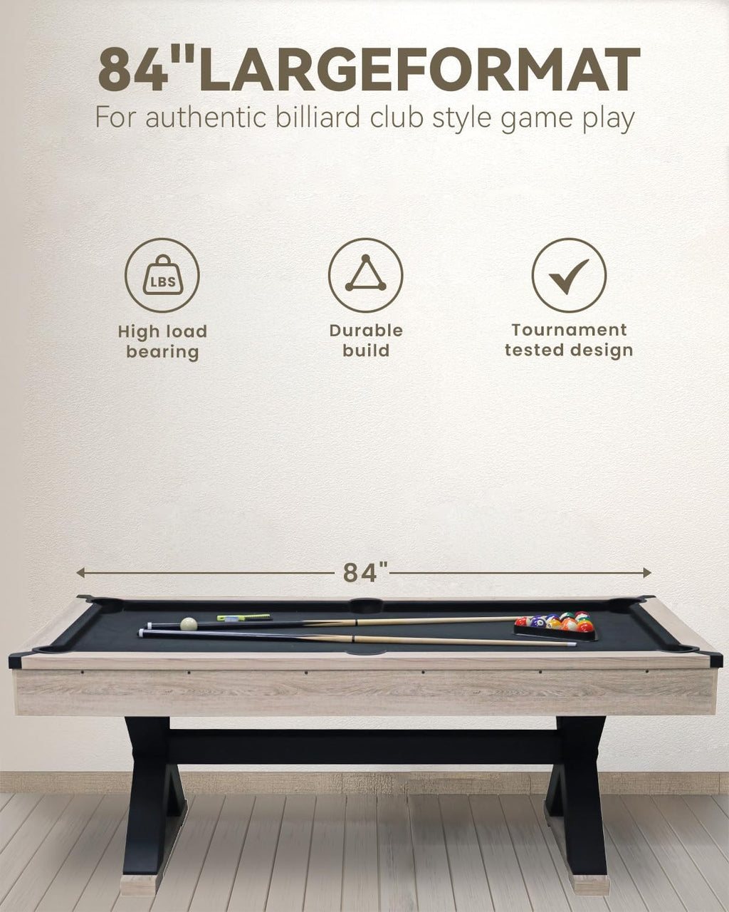 Garvee 7ft Pool Table, Billiard Set with Accessories - x-Leg Industrial