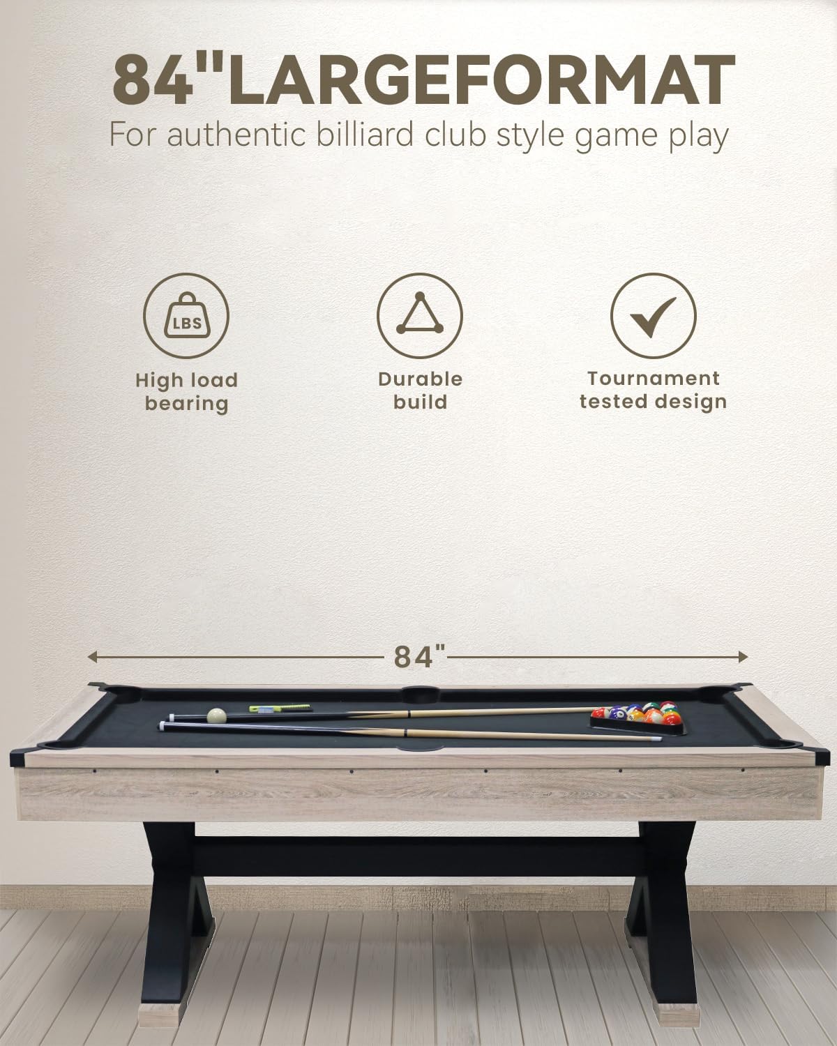 Garvee 7ft Pool Table, Billiard Set with Accessories - x-Leg Industrial