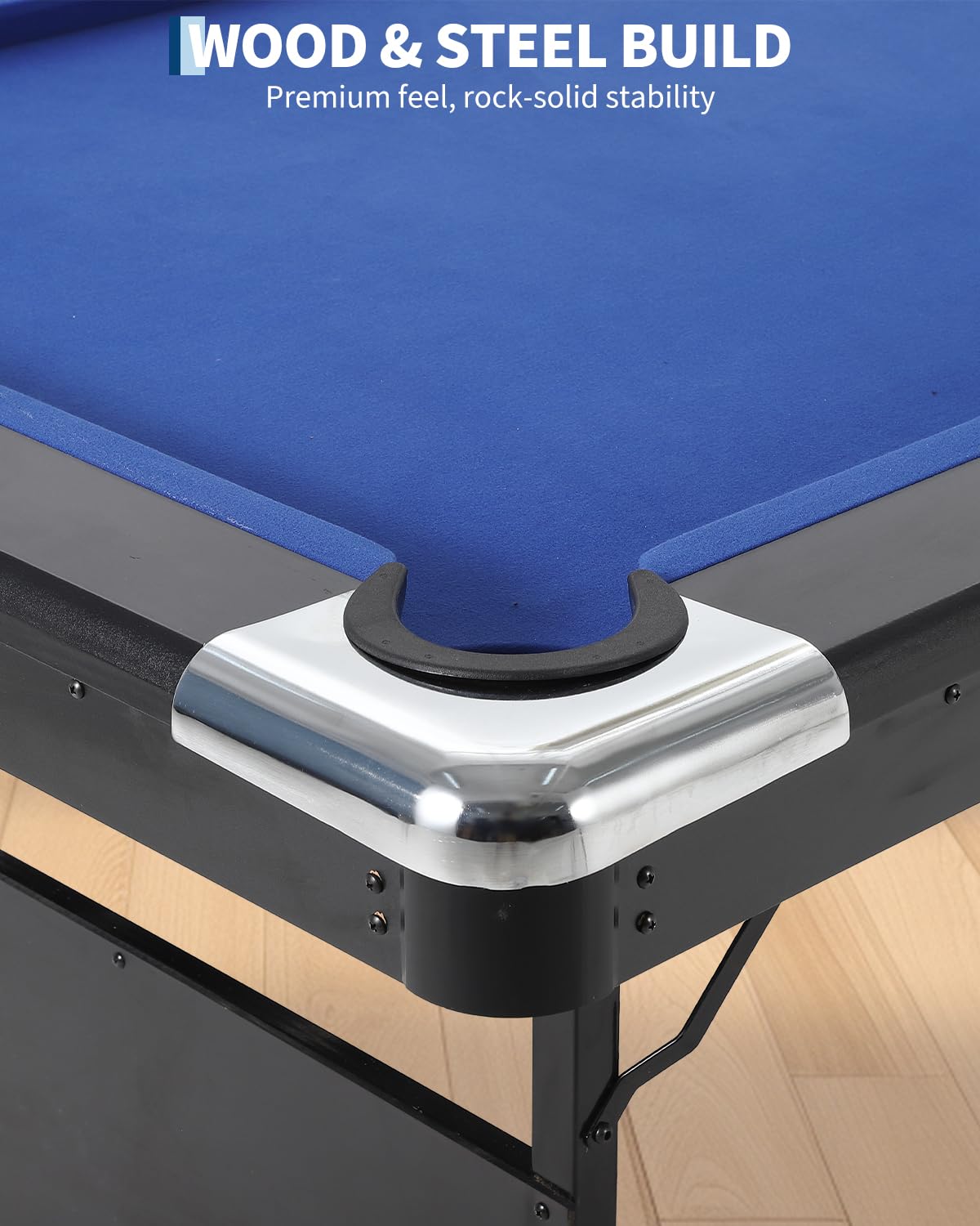 7 Foot Pool Table for Family, Foldable No Assembly Pool Table with Balls, Cues, Chalk, Rack & Brush, Portable Billiards Game Table for Apartment, Basement, Office & Game Room