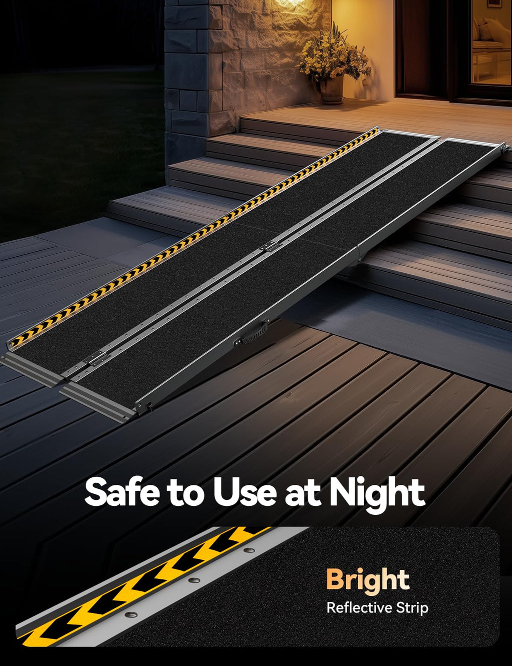 FACHNUO Black Aluminum 3FT Wheelchair Ramp, All-Weather Use, Easy to Clean