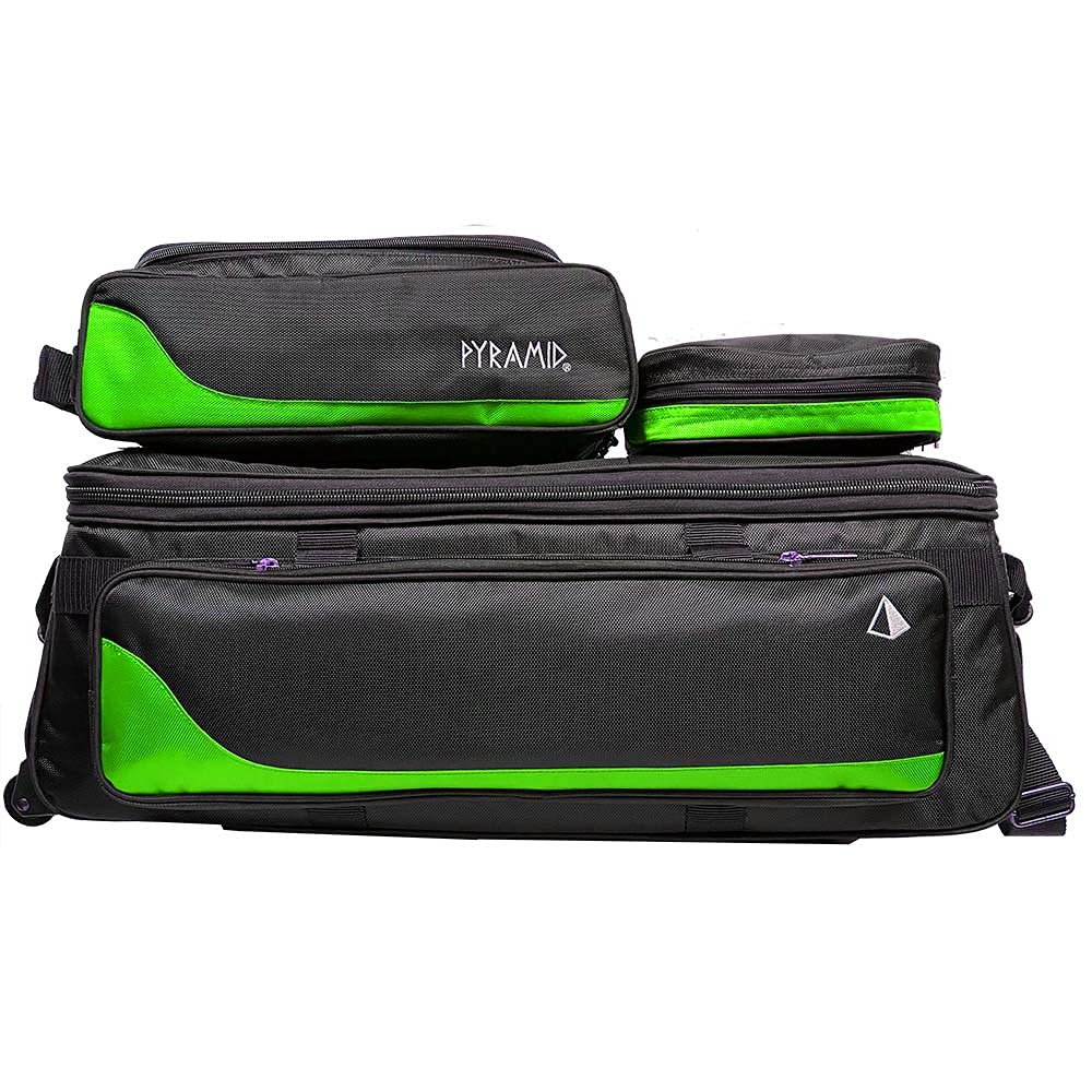 Pyramid Path Triple Tote Roller Plus Bowling Bag with Detachable Shoe Bag (Fits US Mens Size 15), Accessory and Side Pocket, Lightweight Travel Design