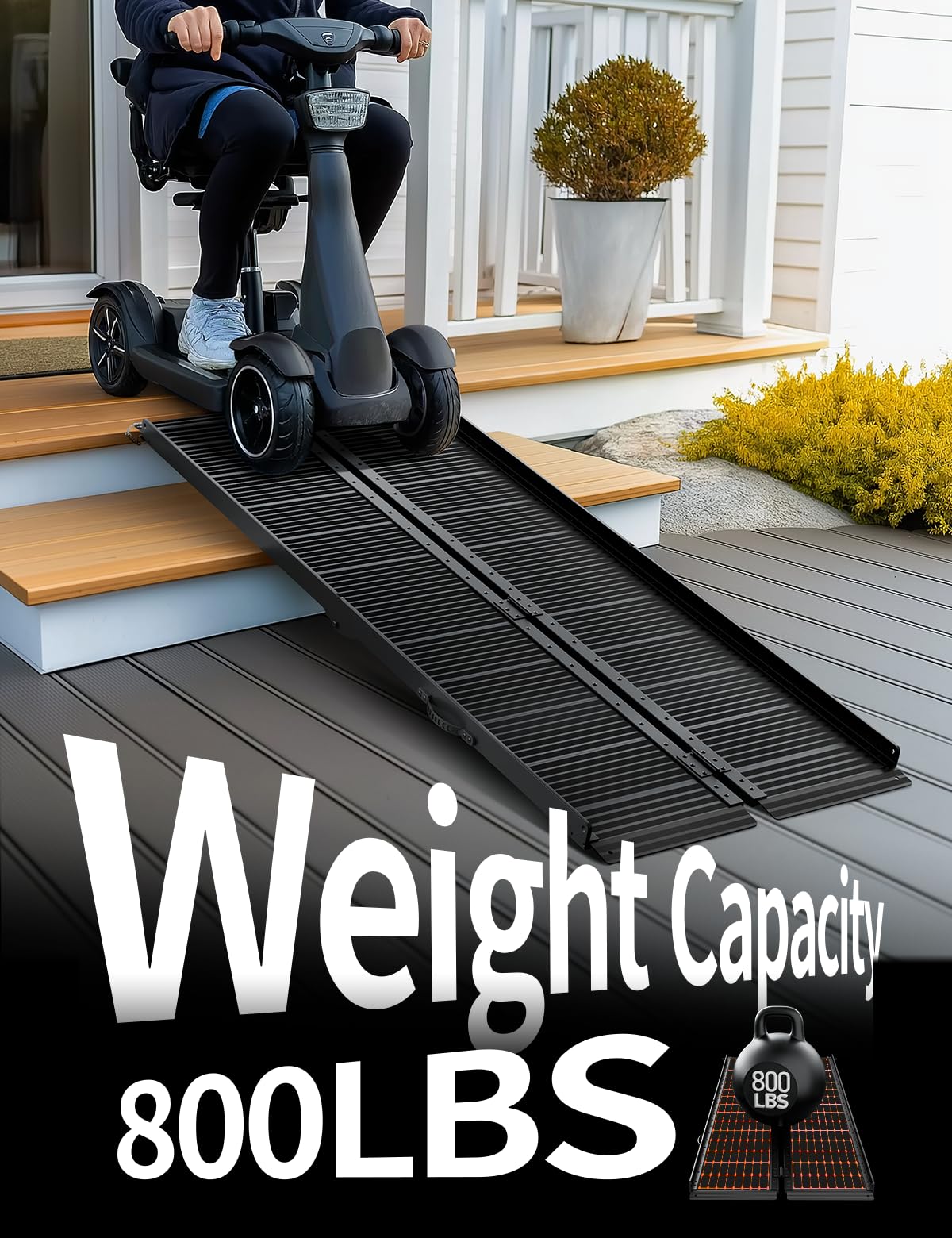 FACHNUO Black Aluminum 3FT Wheelchair Ramp, All-Weather Use, Easy to Clean