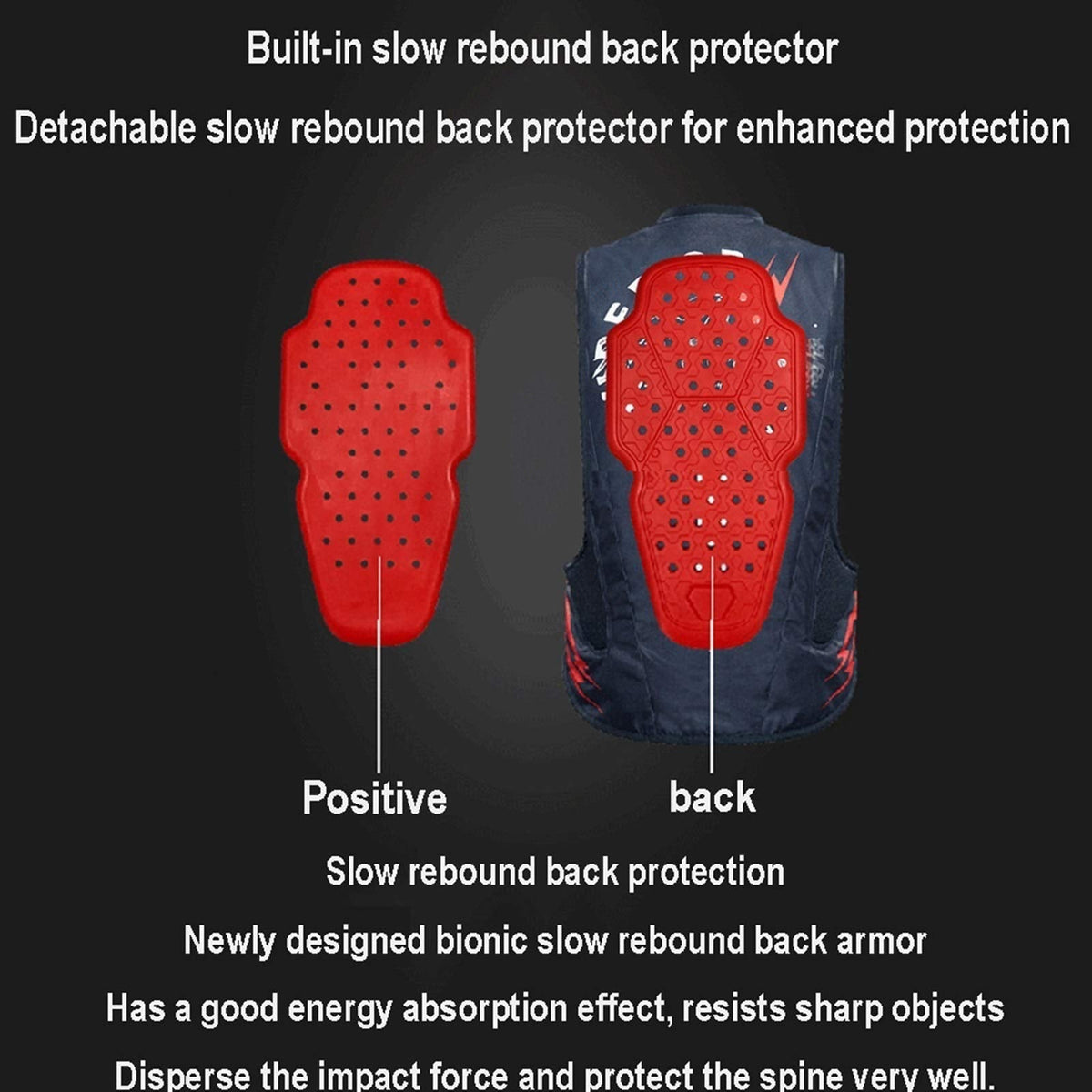 Cycling Airbag Vest Motorcycle Anti-fall Vest Detachable Slow Rebound CE Back Protector With Waterproof Pocket Suitable For Outdoor Motorcycle, Bicycle Riding, Horse Riding And Other Sports