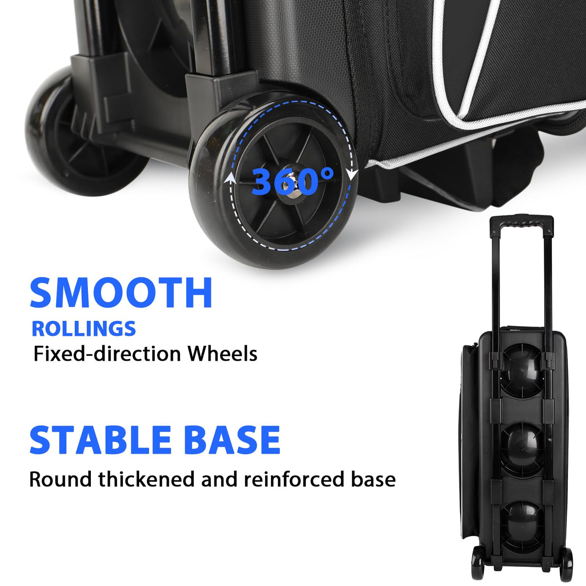 Goloni 3 Ball Bowling Bag with Wheels, Rolling Bowling Roller Bag with Retractable Handle for Balls & Bowling Accessories