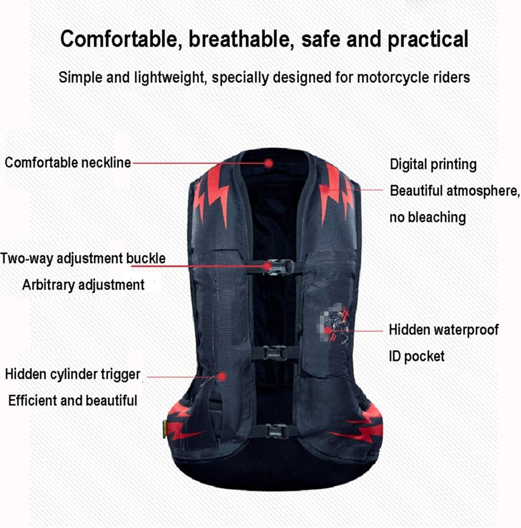 Cycling Airbag Vest Motorcycle Anti-fall Vest Detachable Slow Rebound CE Back Protector With Waterproof Pocket Suitable For Outdoor Motorcycle, Bicycle Riding, Horse Riding And Other Sports