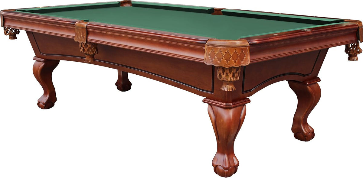 Playcraft Charles River 8' Slate Pool Table w/Leather Drop Pockets - Billiard Table with Solid Hardwood & 3pc Slate System - Perfect for Game Room, Office or Dens - 25 Cloth Colors