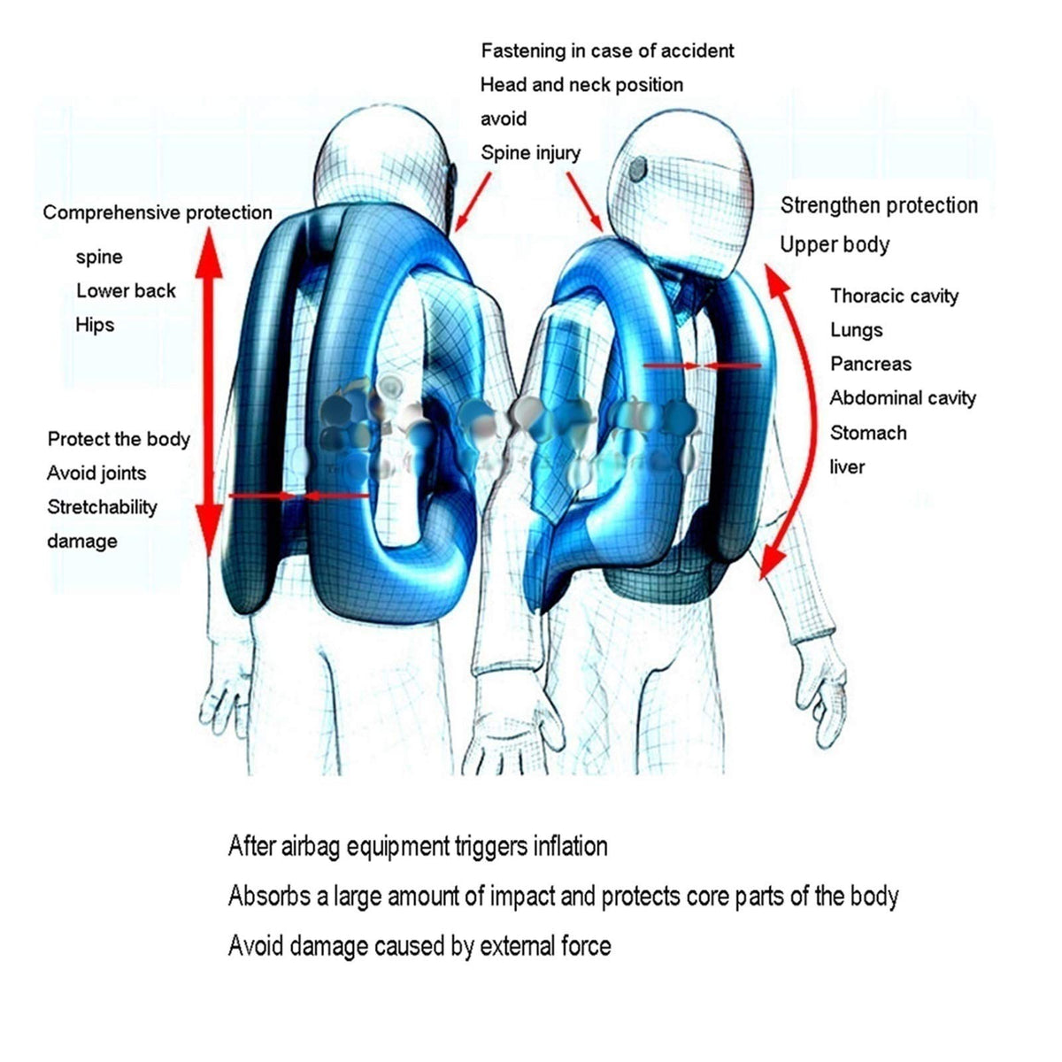 Reflective Motorcycle Airbag Vest Riding Airbag Vest Mechanical Trigger System Airbag Replaceable Gas Cylinders, Suitable for Outdoor Motorcycle Riding and Horse Riding