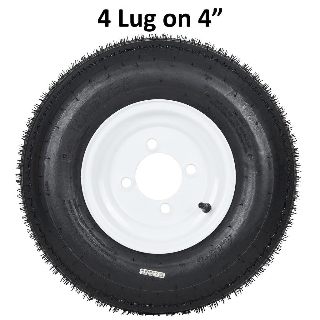 Garvee 2-Pack Trailer Tires On Rim 5.30-12 530-12 530X12, Load Range C, 6PR, 5 Lug 12 In. White Spoke Wheel, 5 On 4.5" Durable Trailer Tire Travel/Camper/Utility/Boat, Set of 2