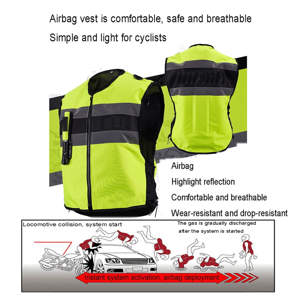 Inflatable Clothing Anti-Fall Vest Airbag Vest The Mechanic Triggers The Airbag in 0.15-0.3 Seconds Reflective Surface at The Front and Back Suitable for Motorcycle Riding, Black