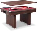 Hathaway Renegade II 54-in Bumper Pool Table for Game Room â 3 in 1 Game Table with Reversible Top & Ball Return System â Includes Cues, Balls, Chalk, Brush & Cards â Red Felt with Walnut Finish